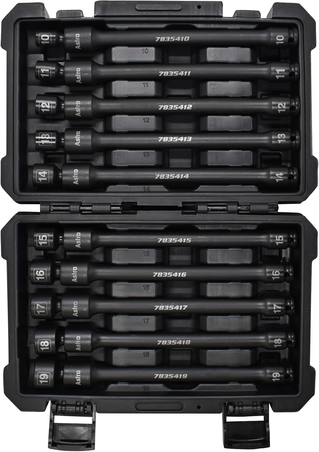 Astro Tools 78354 10-Piece 3/8 Drive 6 Point Pinless Universal Torque-Saver Impact Extension Socket Set - Metric