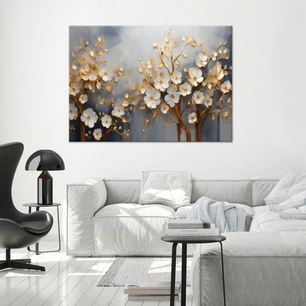 Feeby Obraz na płótnie, Drzewo Magnolia Abstrakcja Złoty 60x40