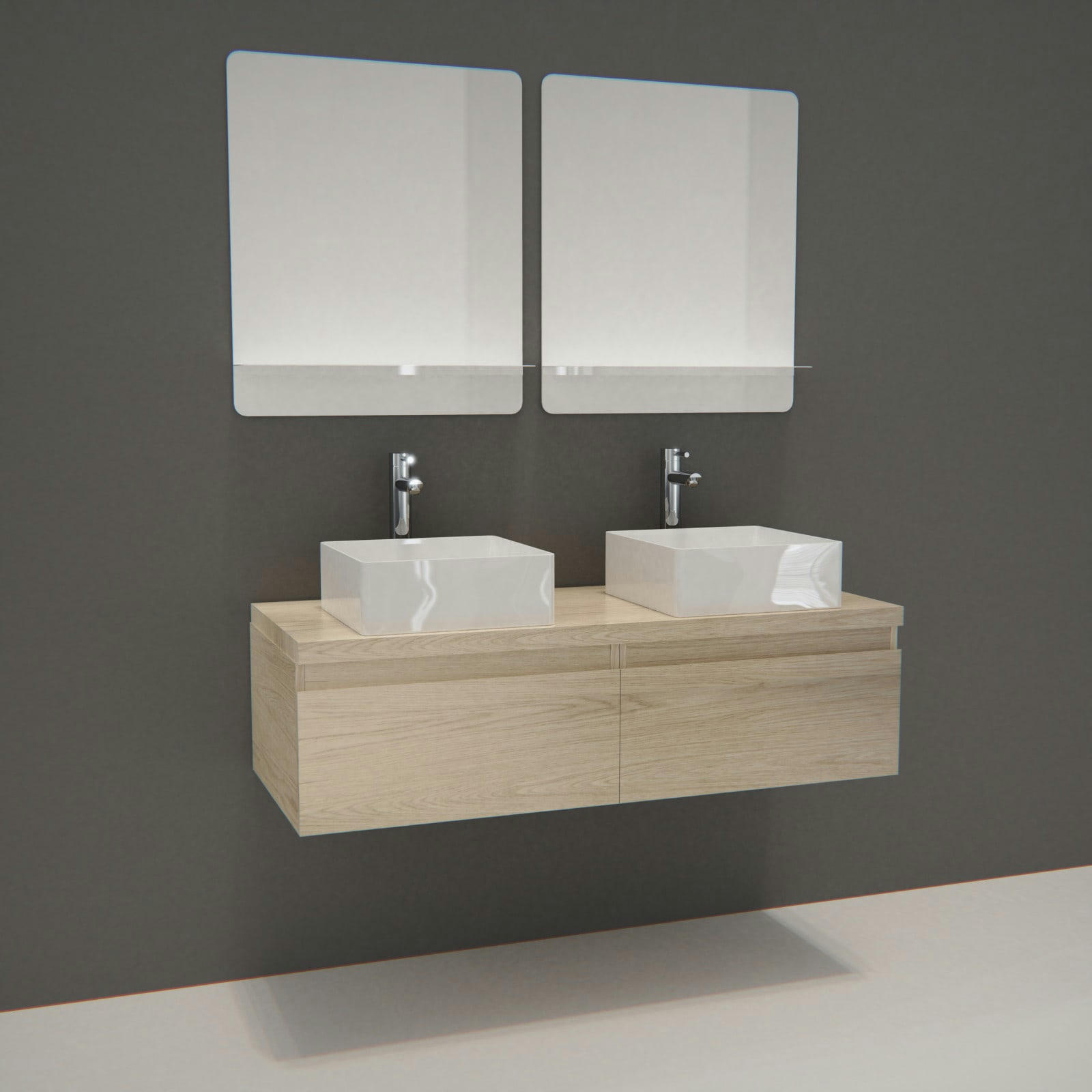 WILL - Meuble de salle de bain avec 2 vasques et 2 miroirs WILL