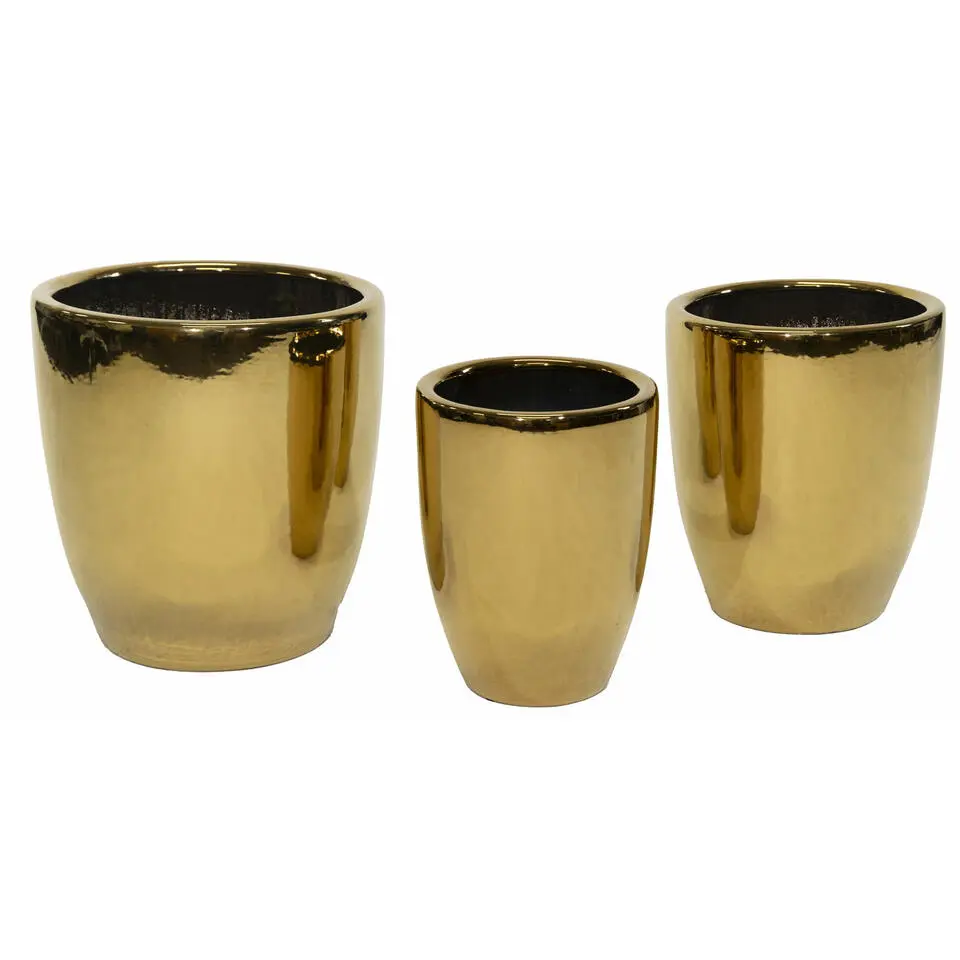 Mega Collections Bloempot Emperor - rond - goud - D26 x H35 cm