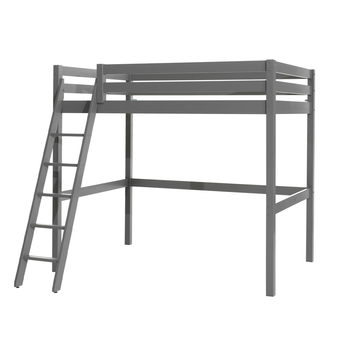 PINO - Lit mezzanine 140x200 sommier inclus gris