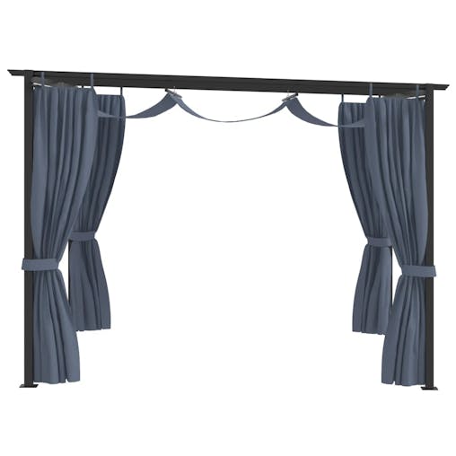 NNEVL Gazebo with Curtains 3x3 m Anthracite Steel
