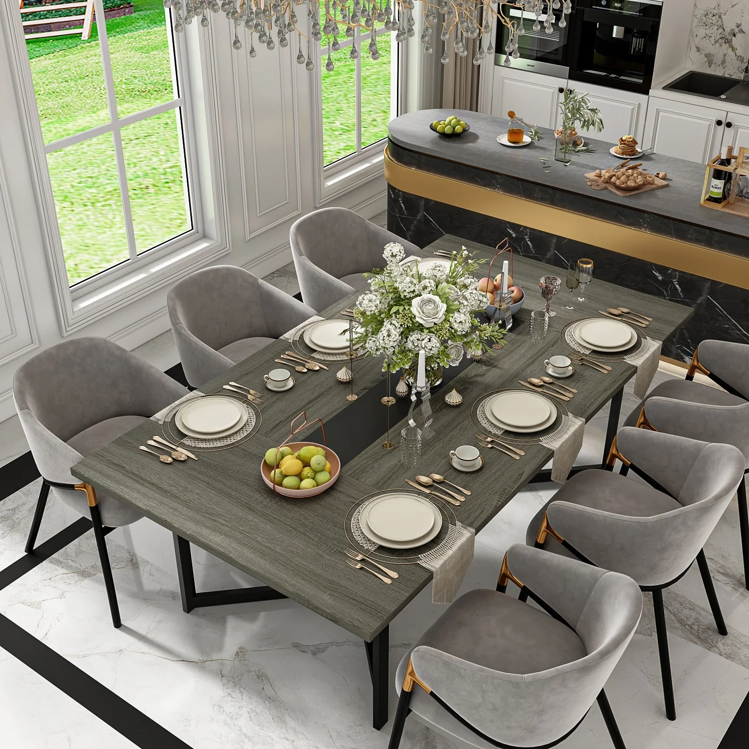 Multi-Purpose Woodgrain Table Perfect for Dining, Gaming, and Meetings - 86.6X47.2Inch