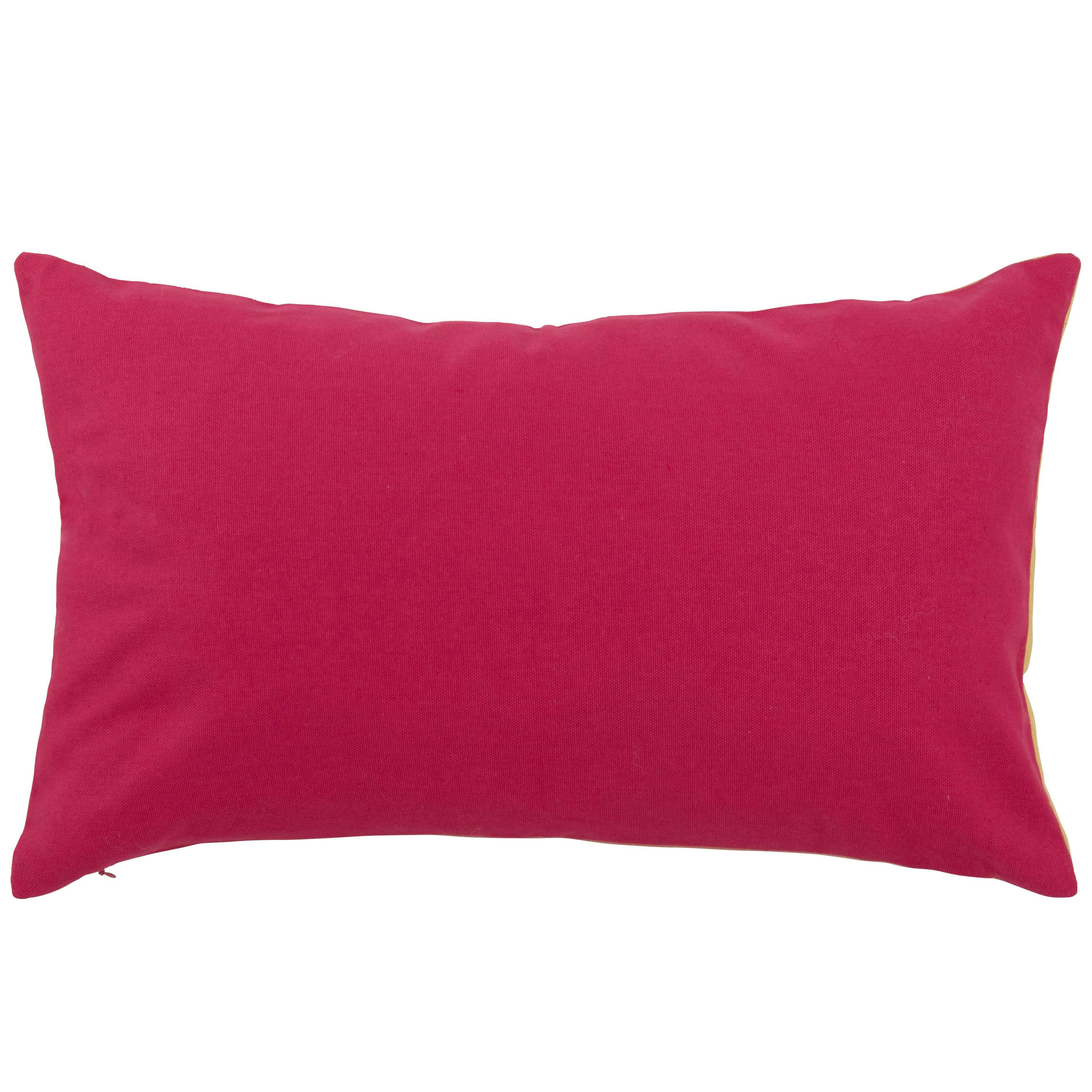 CALVELA - Housse de coussin en coton imprimé dégradé rose framboise écrasée et jaune 50x30