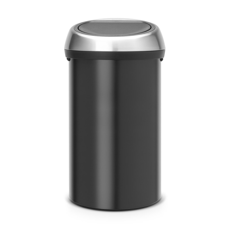 Poubelle Touch Bin noir et argent mat 60 L BRABANTIA
