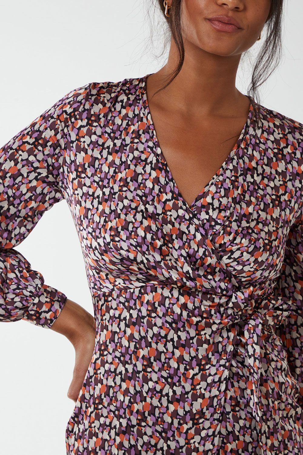 Blue Vanilla Long Sleeve Wrap Hem Dress