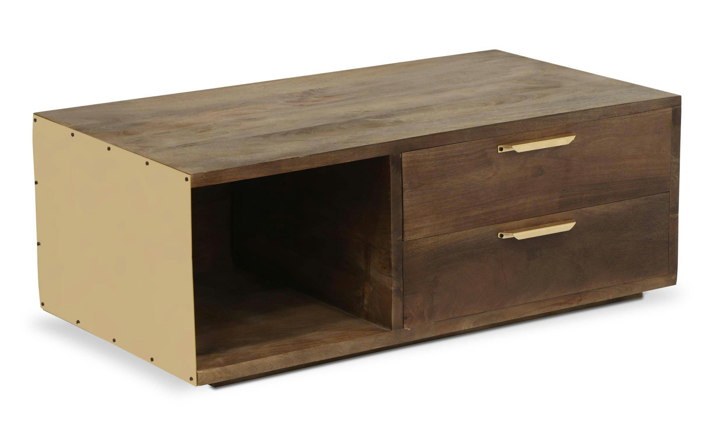 FIRMIN - Table basse bois et métal or