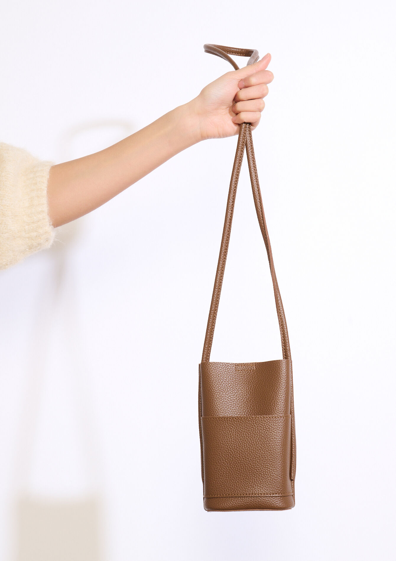 Mini bucket bag van imitatieleer