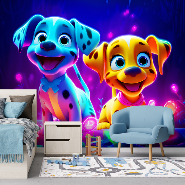 Feeby Fototapeta, Urocze psy neon 150x105