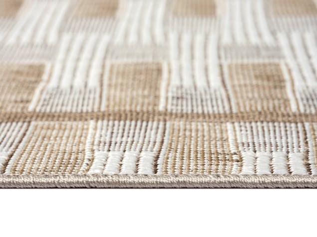 Krystal Brown and Ivory Geometric Flatweave Indoor Outdoor Rug