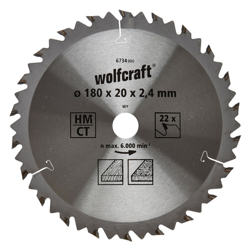 Lame de scie circulaire pour panneaux agglomérés Ø 180 x 20 mm WOLFCRAFT