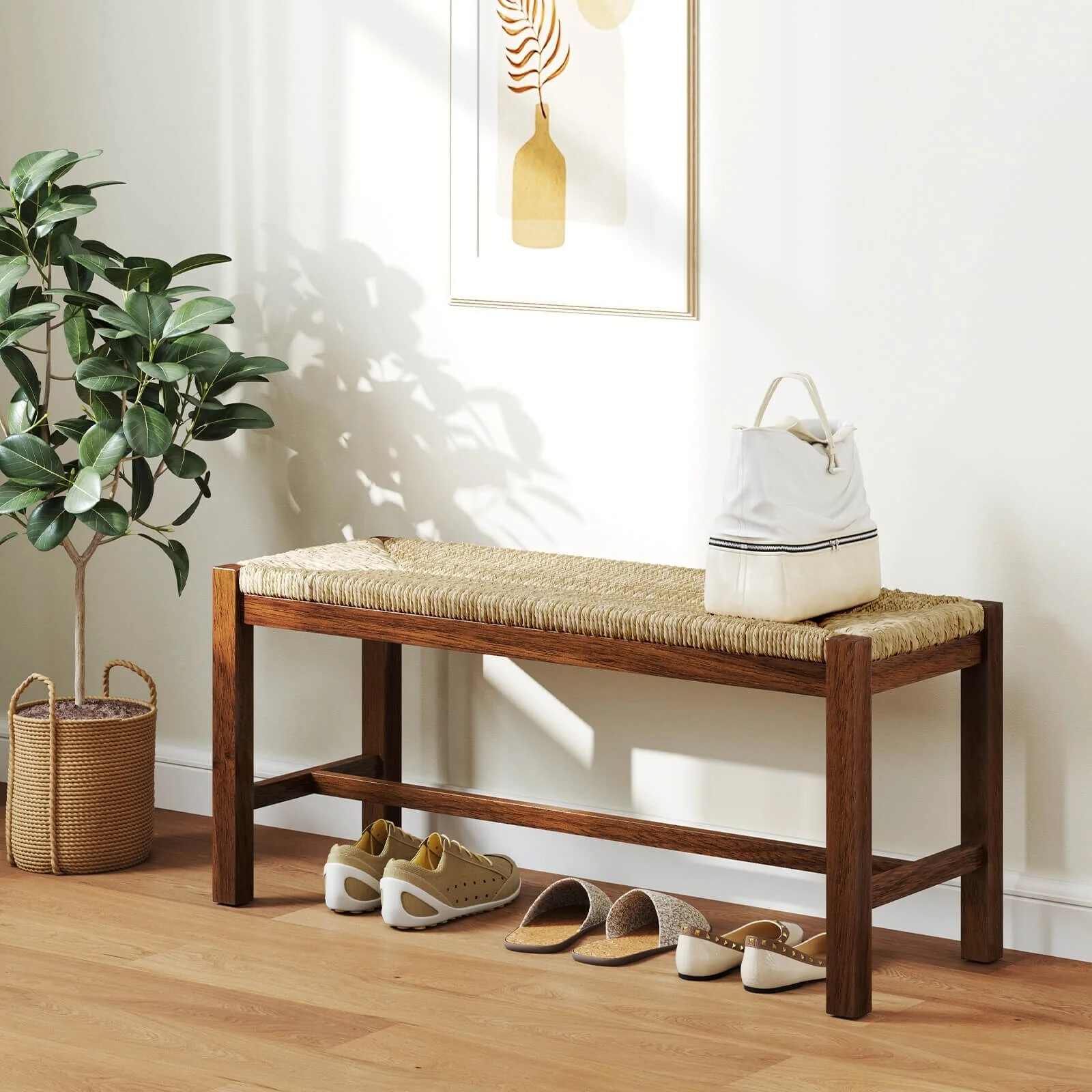 Costway 40 Long Wood Bench Indoor Dining Entryway End of Bed Bench - See Details