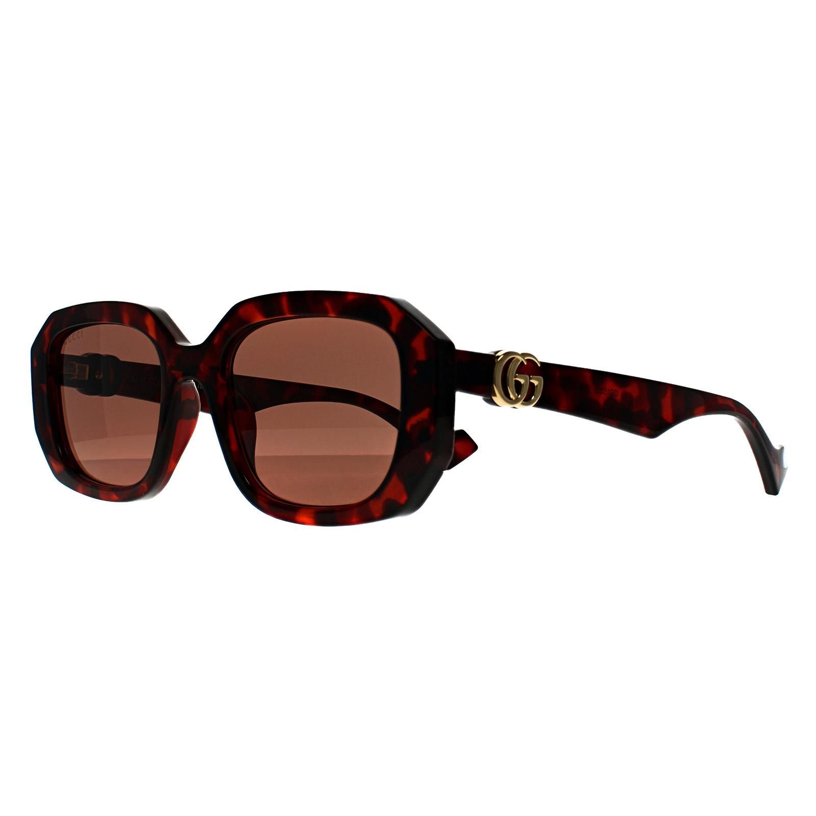 Gucci Rectangle Shiny Dark Havana Brown GG1535S
