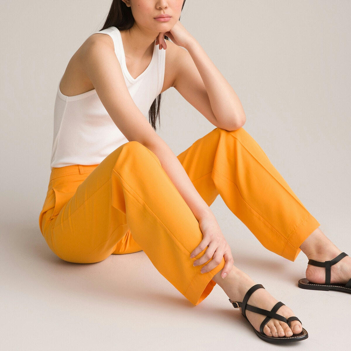 Pantalon droit fluide, en Lyocell