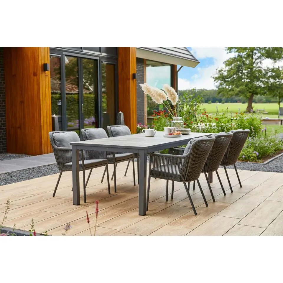Hartman Comino dining tuintafel 223x105 cm. - Keramiek/Grijs