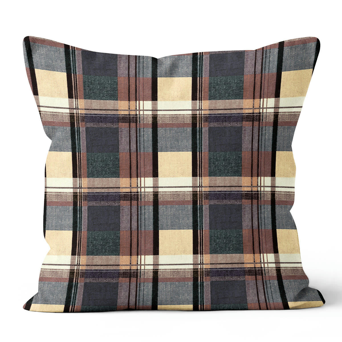 - Coussin tartan polyester violet 40x40cm