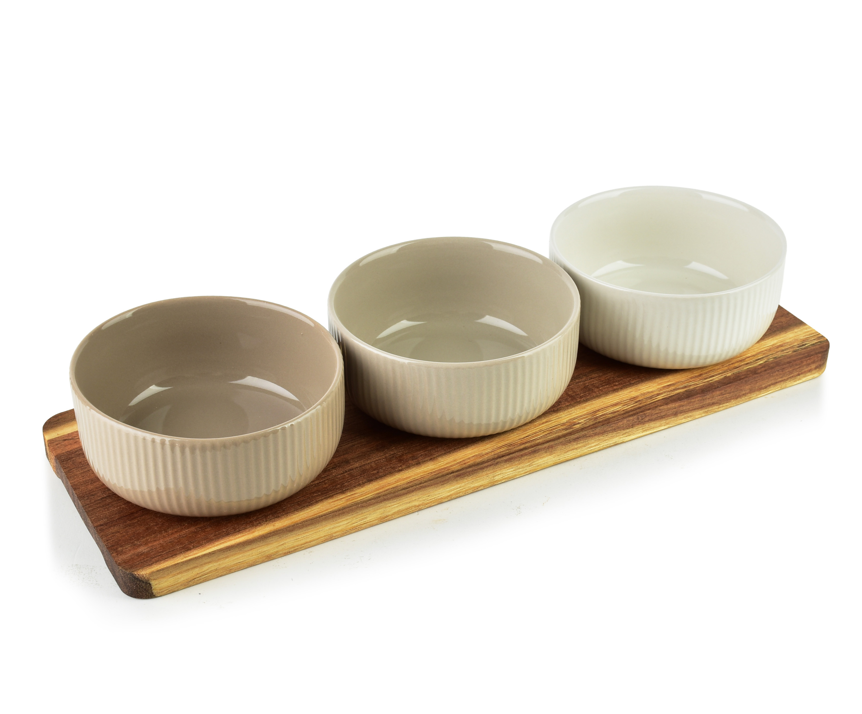 MODERN KITCHEN Deska z 3 miskami 10x10x4,5cm(32x11x1,2cm) 210ml