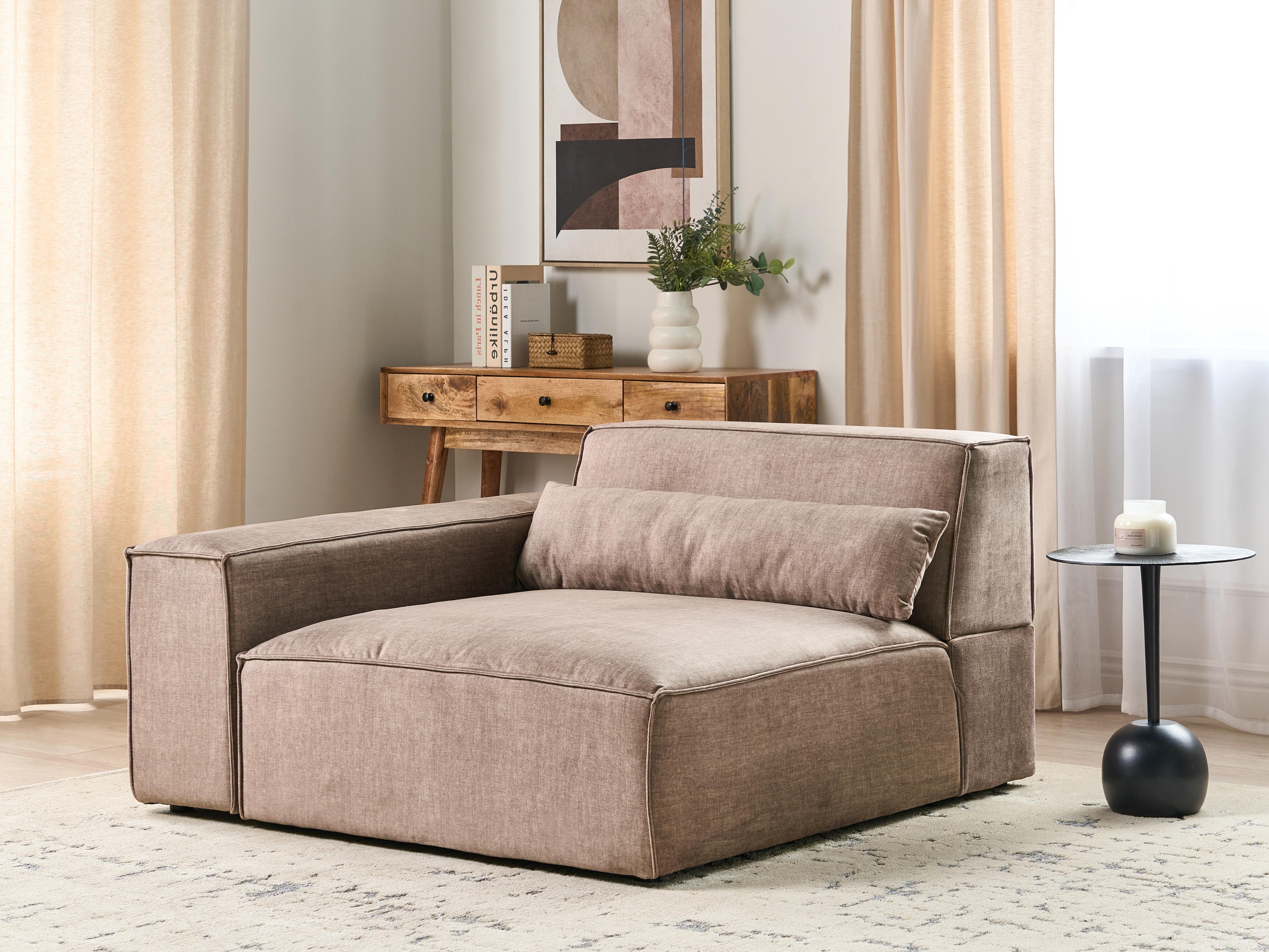 Corner Seat HELLNAR Fabric Light Brown Right Hand