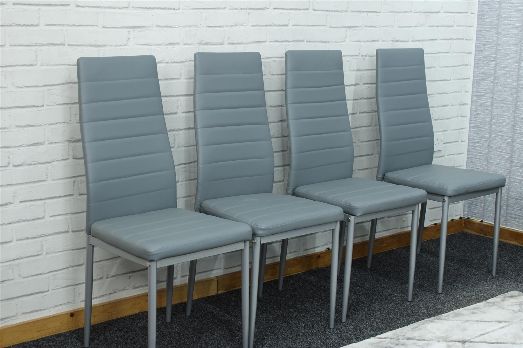 KOSY KOALA Dining Chairs Set of 4 Grey Leather Kitchen Chairs