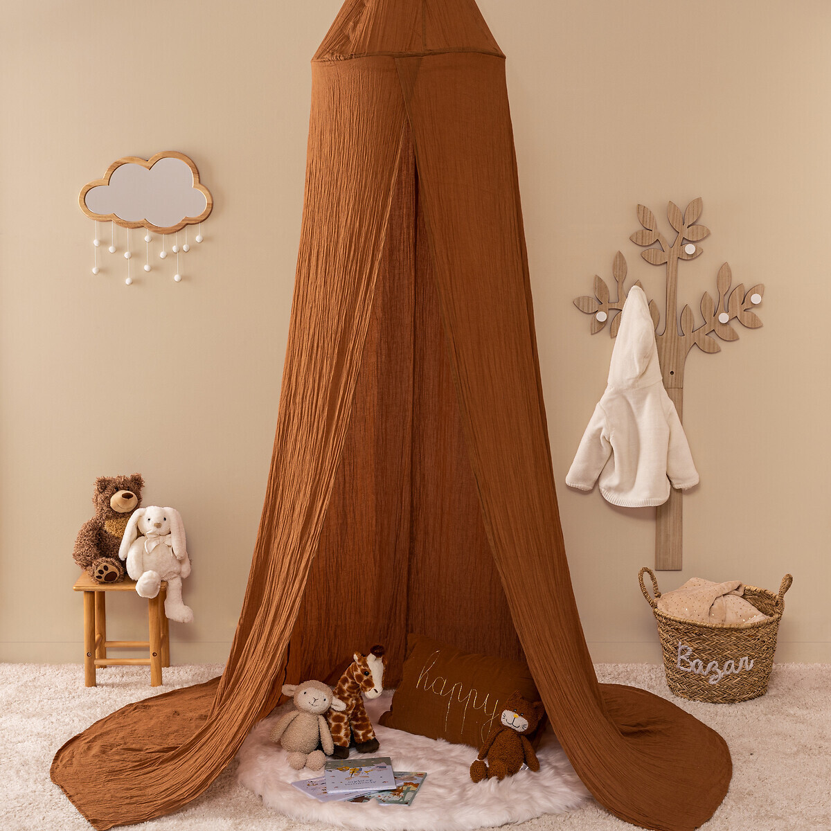 Bed canopy "Lili" Cotton gauze, white, h.350 cm