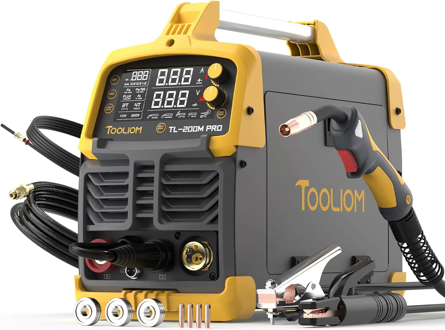 250A 110V/220V Dual Voltage Aluminum Alloy MIG Welder with Pulse, 4-in-1 Multifunction, Gas/Gasless, MIG/Lift TIG/MMA(200A Aluminum MIG Welder)
