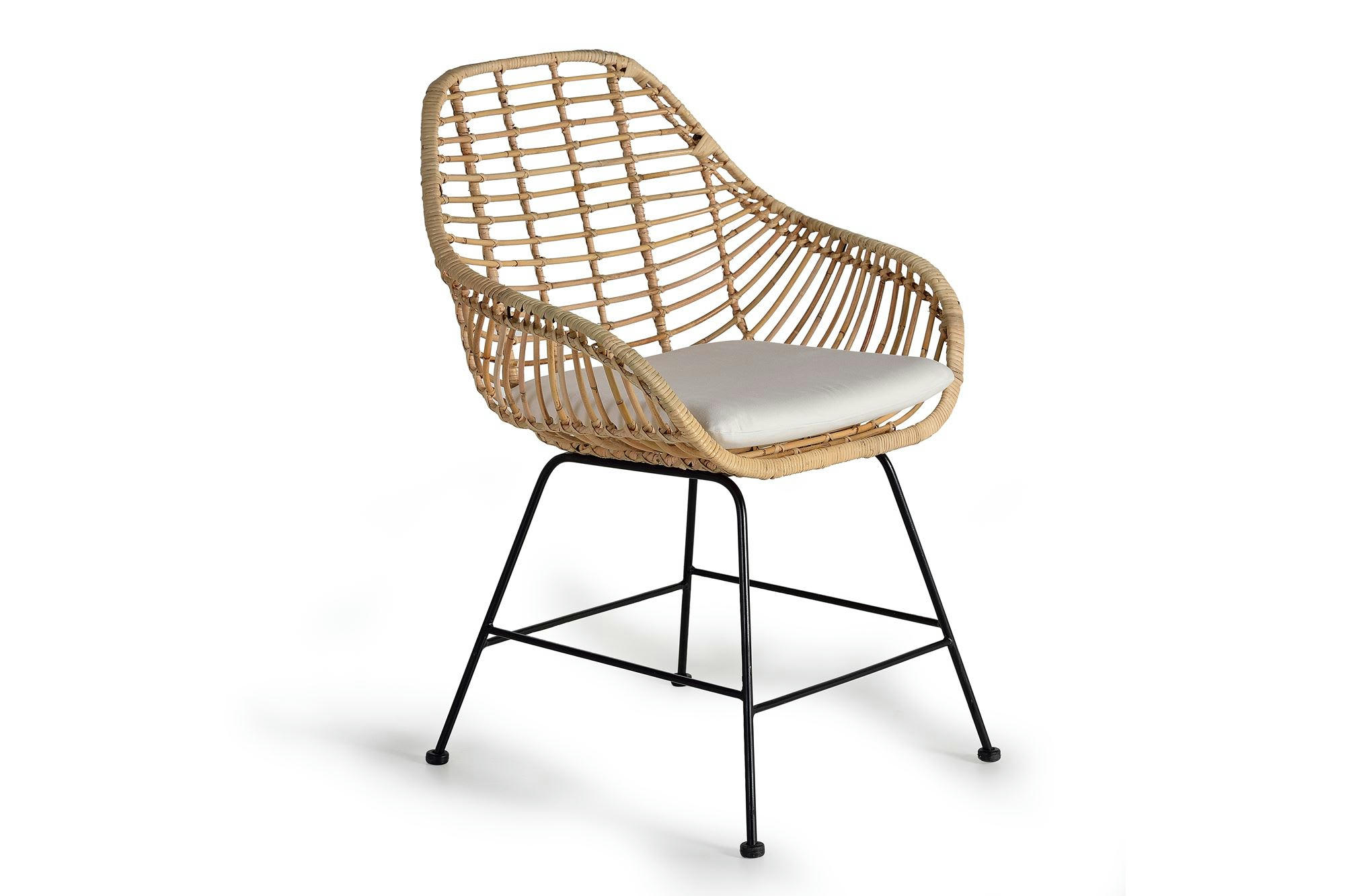 - Lot de 2 chaises en rotin et métal