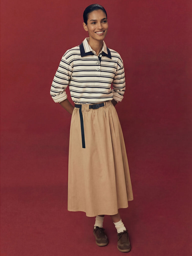 Midi skirt with hook waist