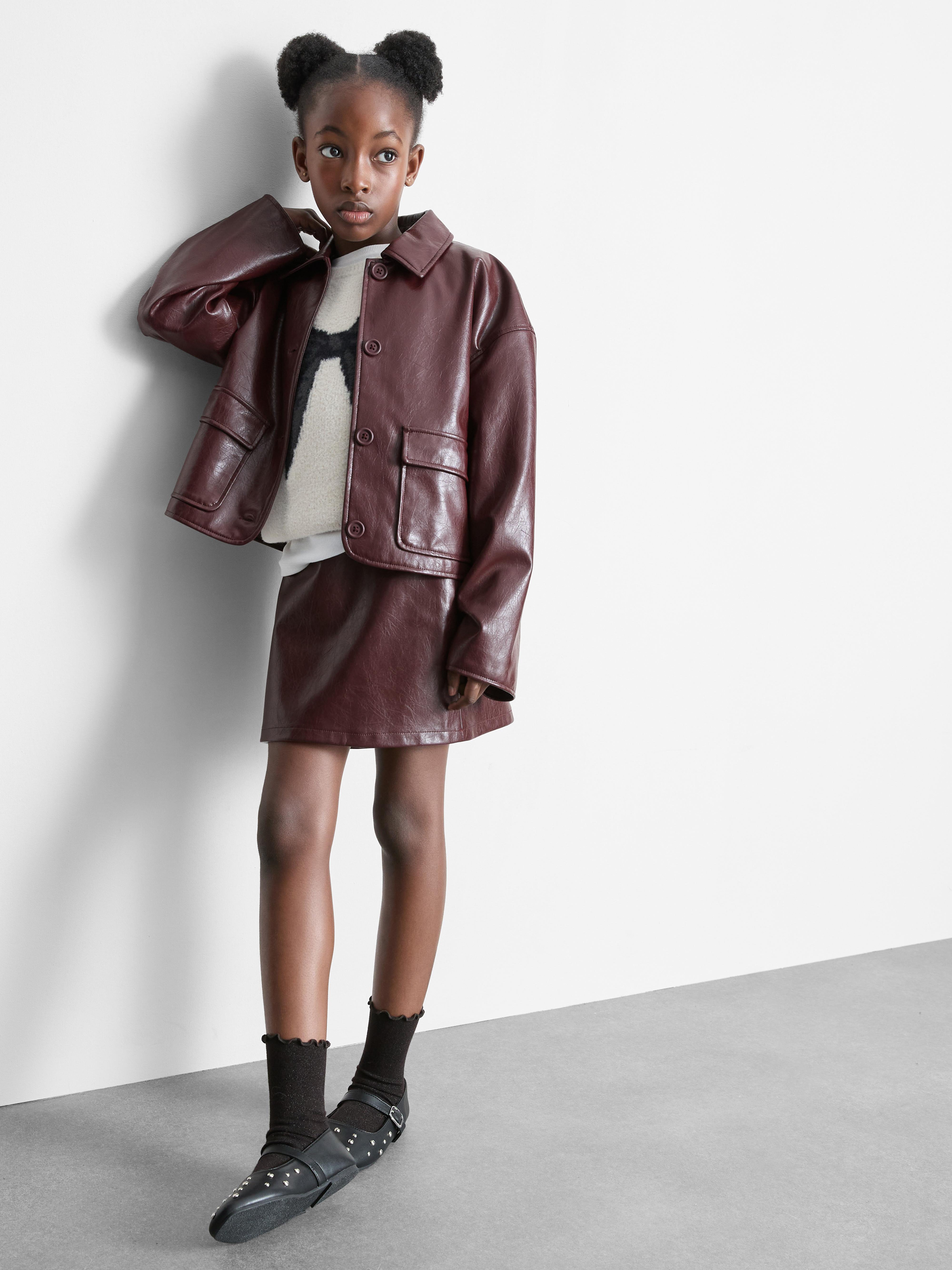 7-15yrs | Faux Leather Skirt