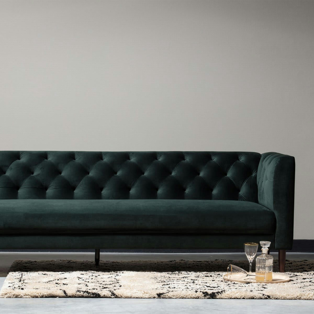 JULIEN - Canapé 3 places en velours vert