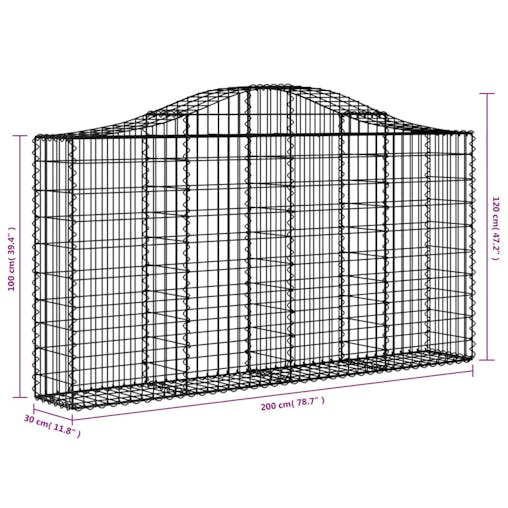 NNEVL Arched Gabion Baskets 5 pcs 200x30x100/120 cm Galvanised Iron