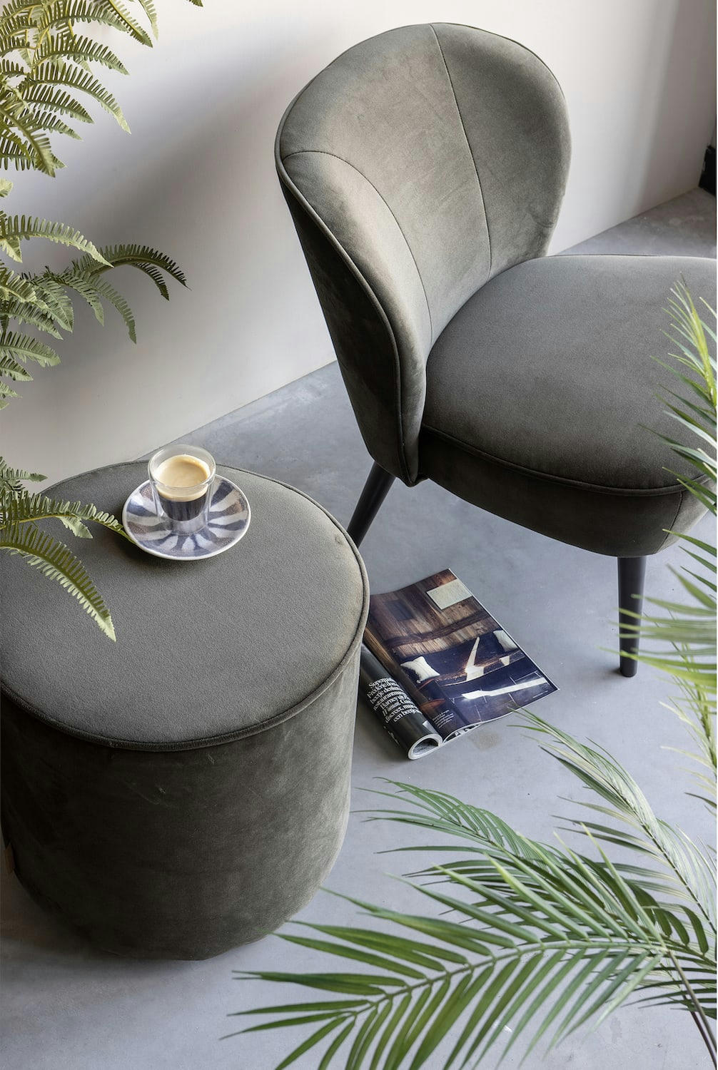 SARA - Fauteuil en velour vert