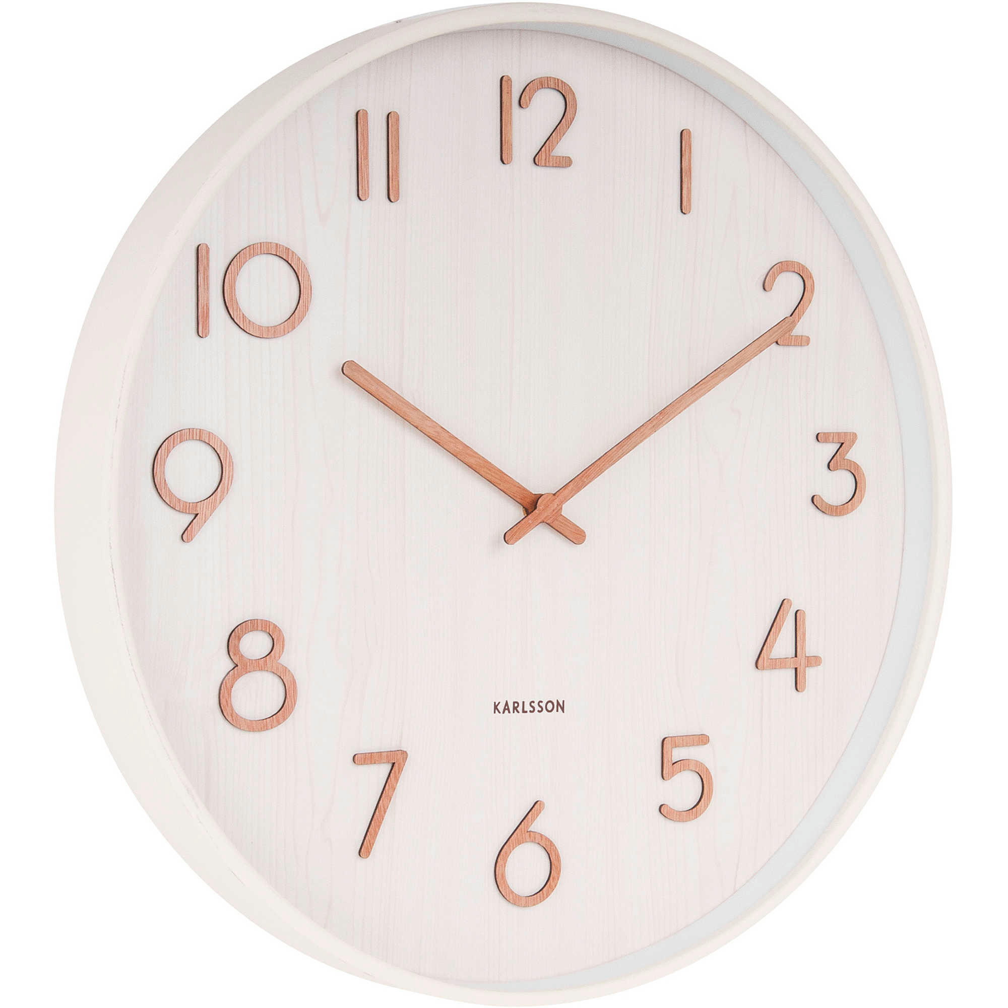 WALL CLOCK - Horloge murale ronde en bois D40cm blanc