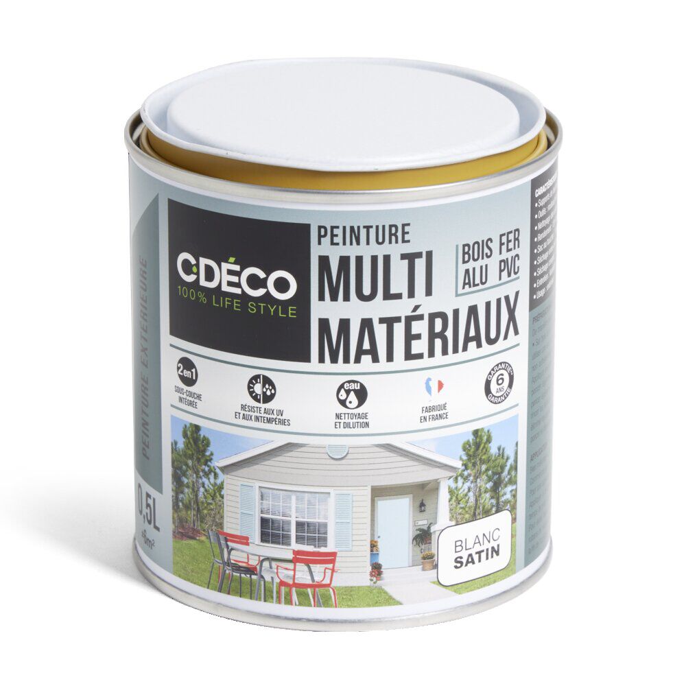 Peinture C'DéCO tous supports 500ml blanc satiné