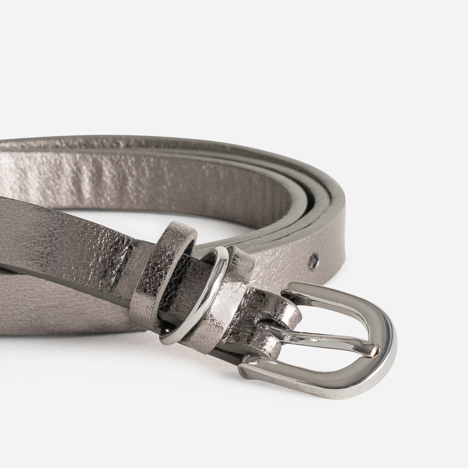 Ceinture fine grise métallisée