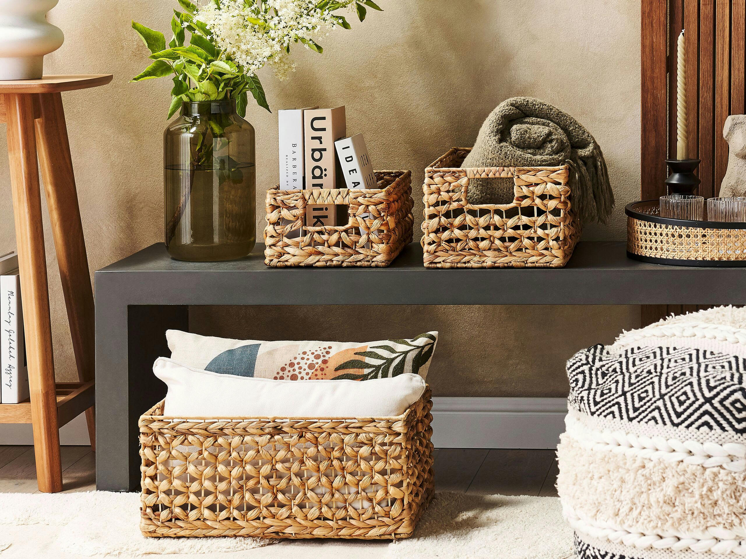 MINNOW - Lot de 3 paniers en jacinthe d'eau naturels