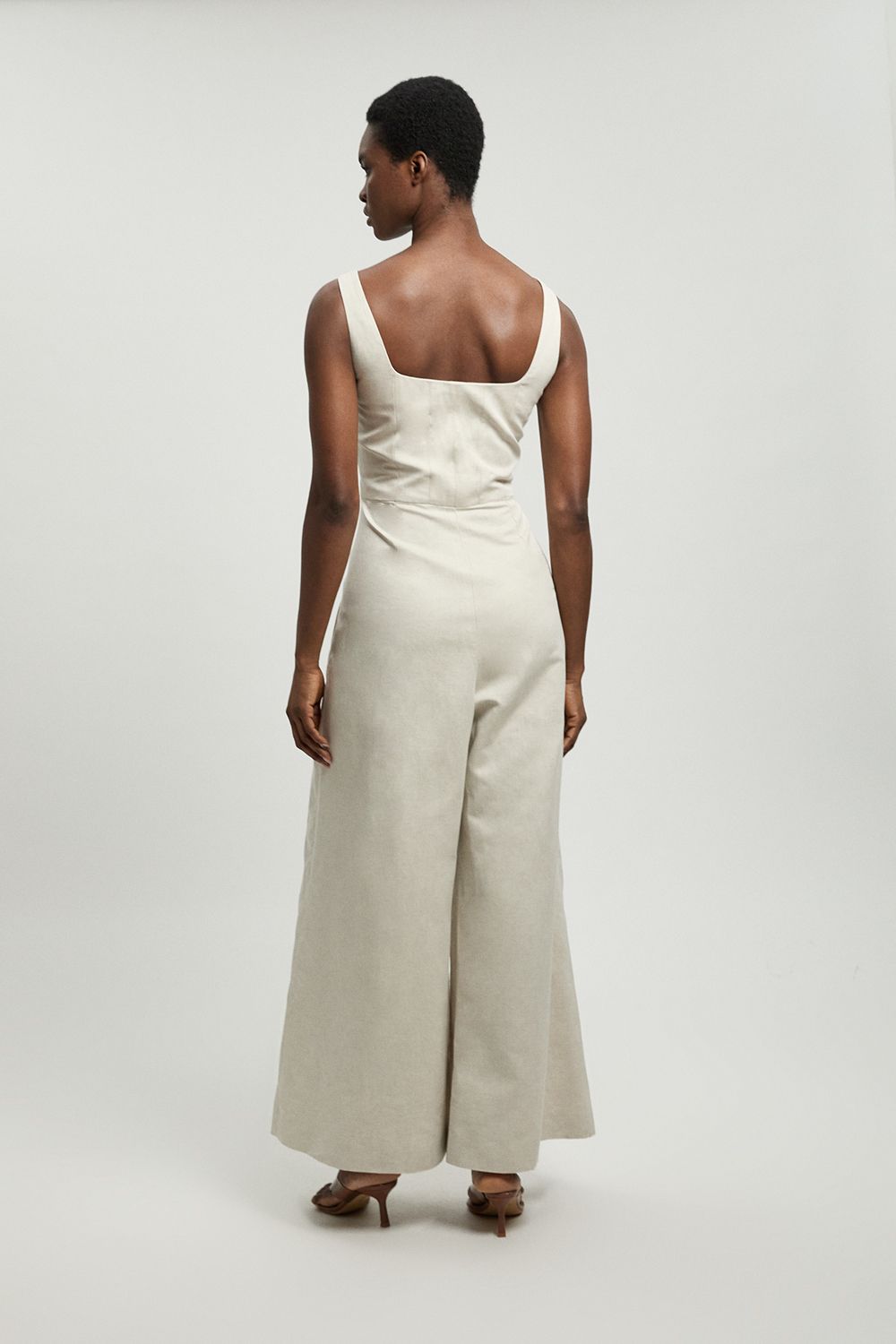 KarenMillen Premium Linen Zip Detail Jumpsuit