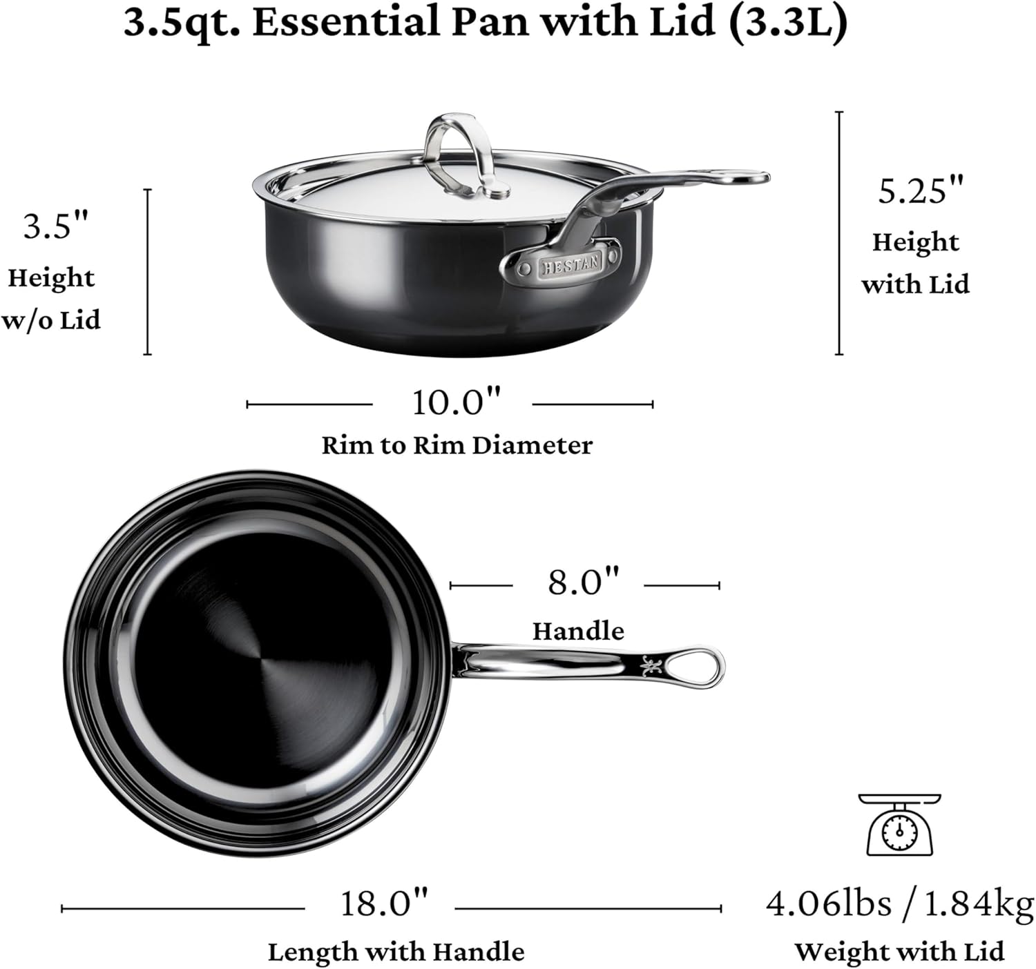 Hestan - NanoBond Collection - Titanium All-In-One Pan, Induction Cooktop Compatible, 3.5 Quart