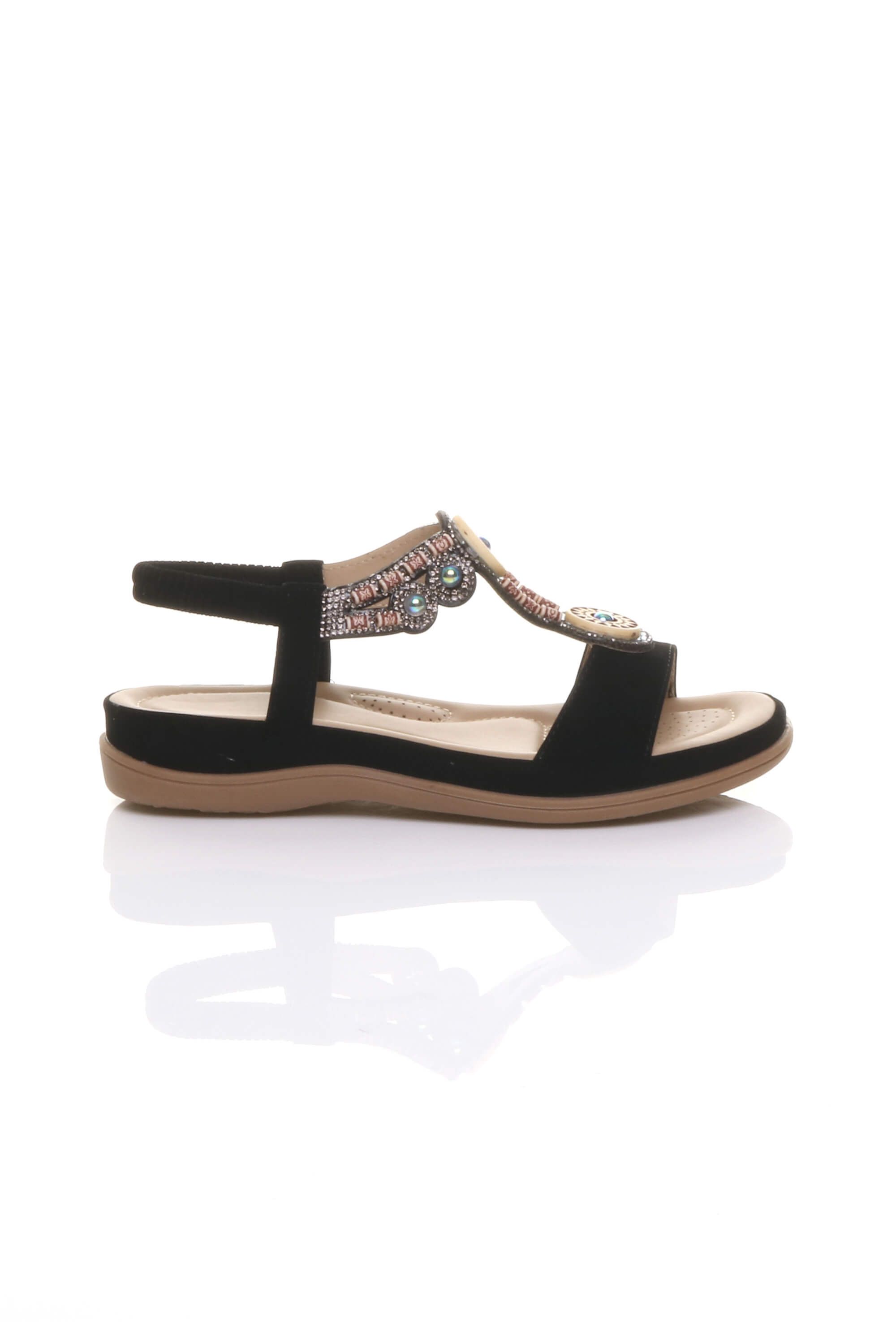 AJVANI Slingback Beaded T-Bar Sandals