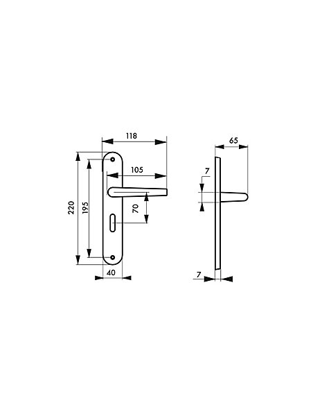 Ensemble de poignées pour porte intérieure Maia à condamnation, carré 7mm, entr'axes 195mm, argent - THIRARD