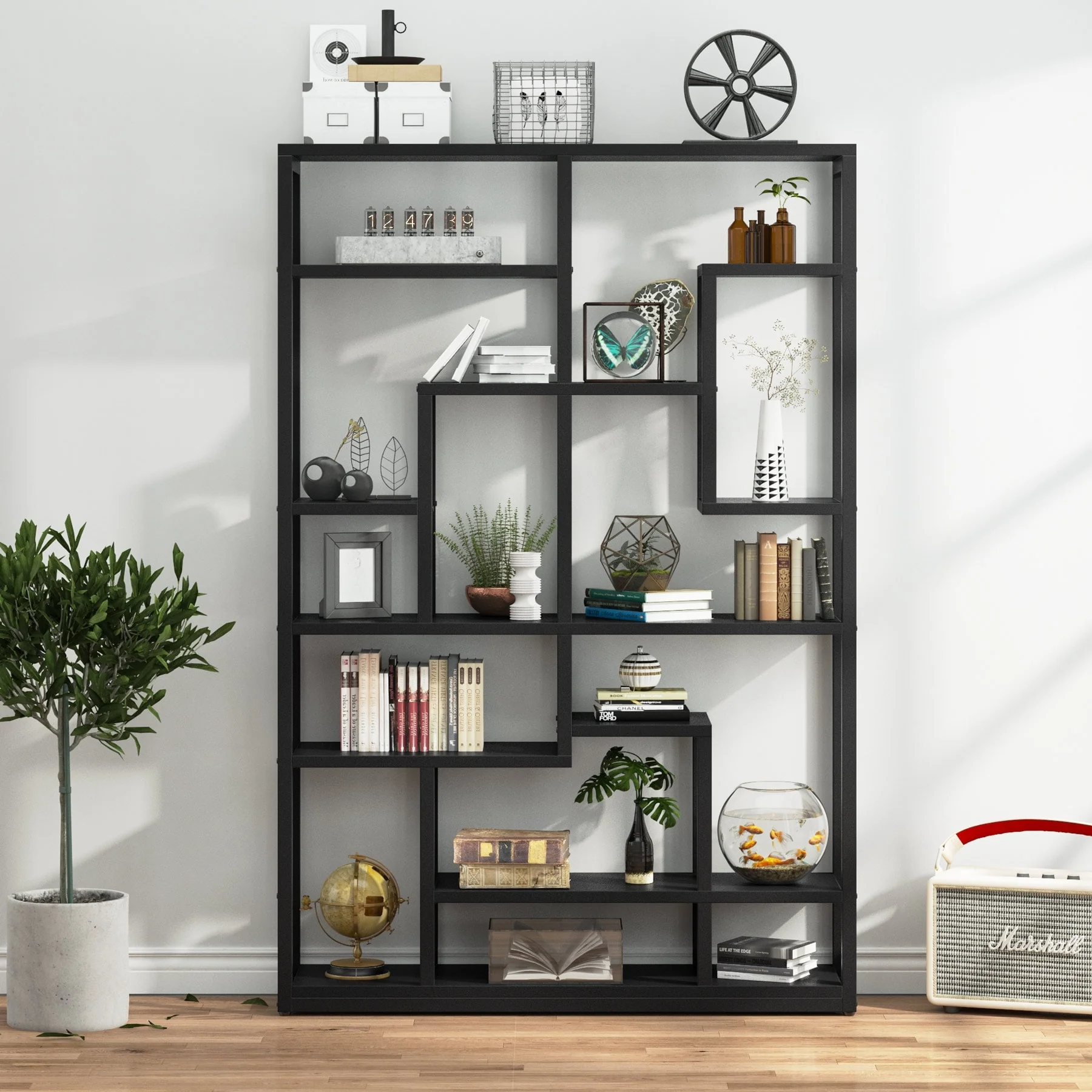 Bookshelf Black,Storage Rack Bookcase for Living Room