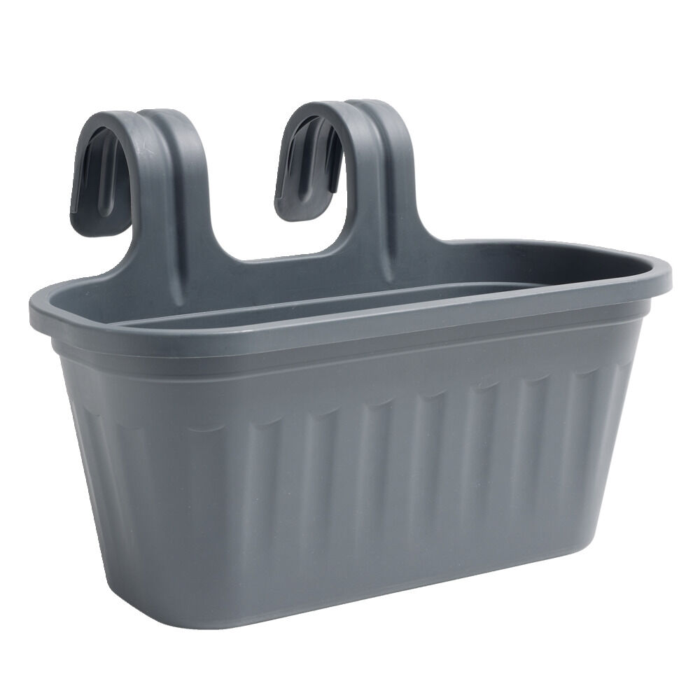 Jardinière pour balcon en plastique gris 38x18xH26cm