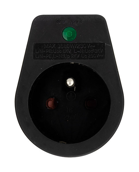 Parafoudre 1 prise simple - Noir - Zenitech