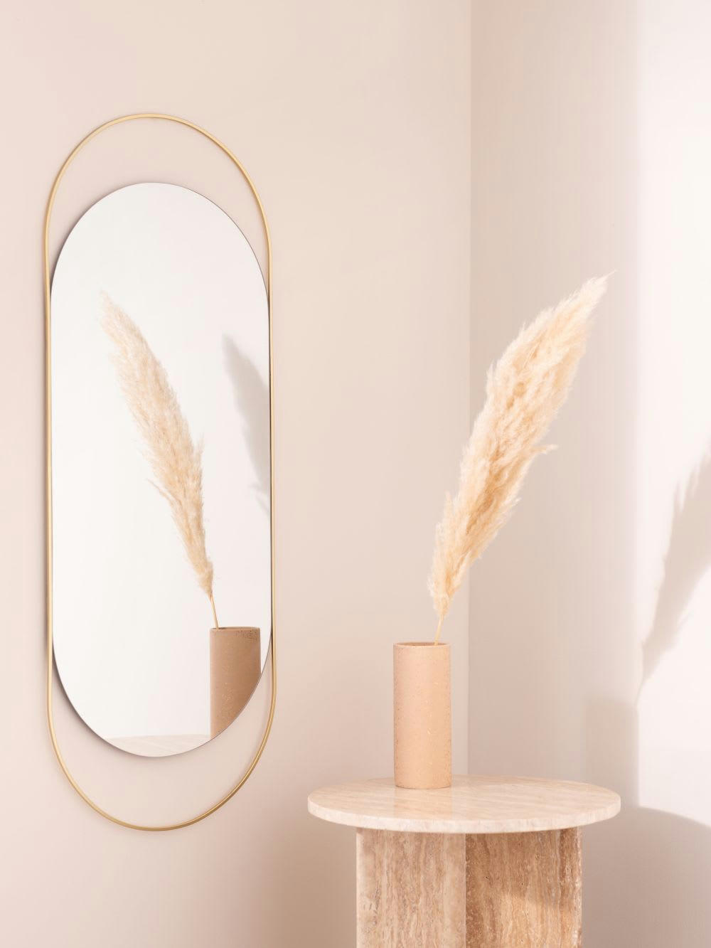 YASNY - Miroir ovale en métal doré 38x100