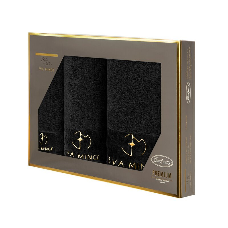 Komplet ręczników w pudełku 3 szt. Gaja czarny 550 g/m2