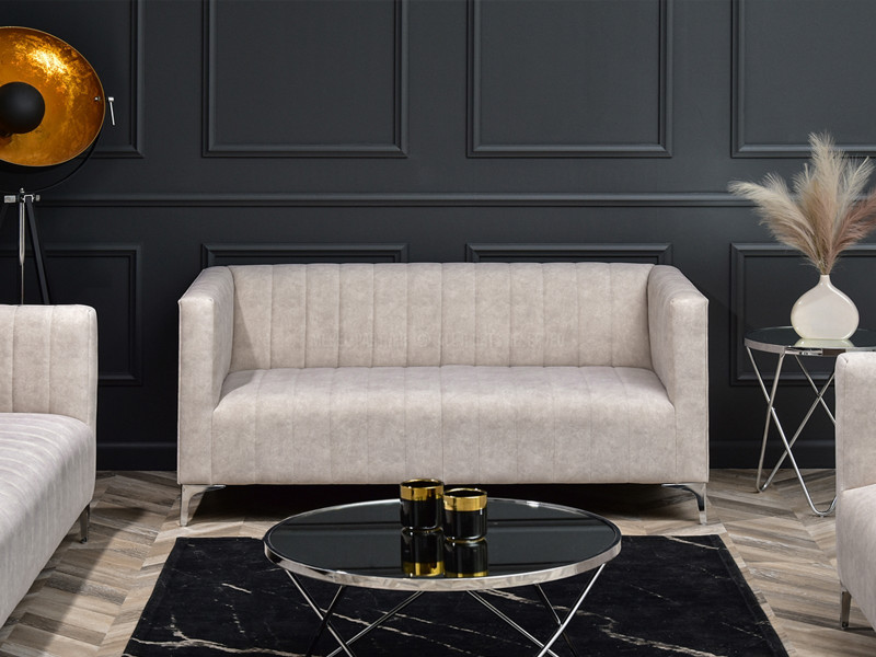 Sofa Roni-2 Piakowy Tkanina, Podstawa Chrom