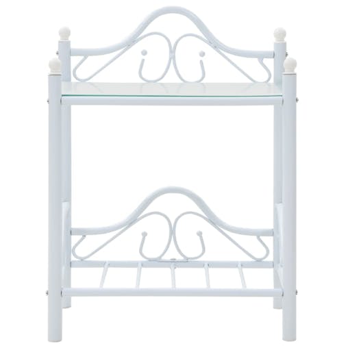 NNEVL Bedside Table Steel and Tempered Glass 45x30.5x60 cm White