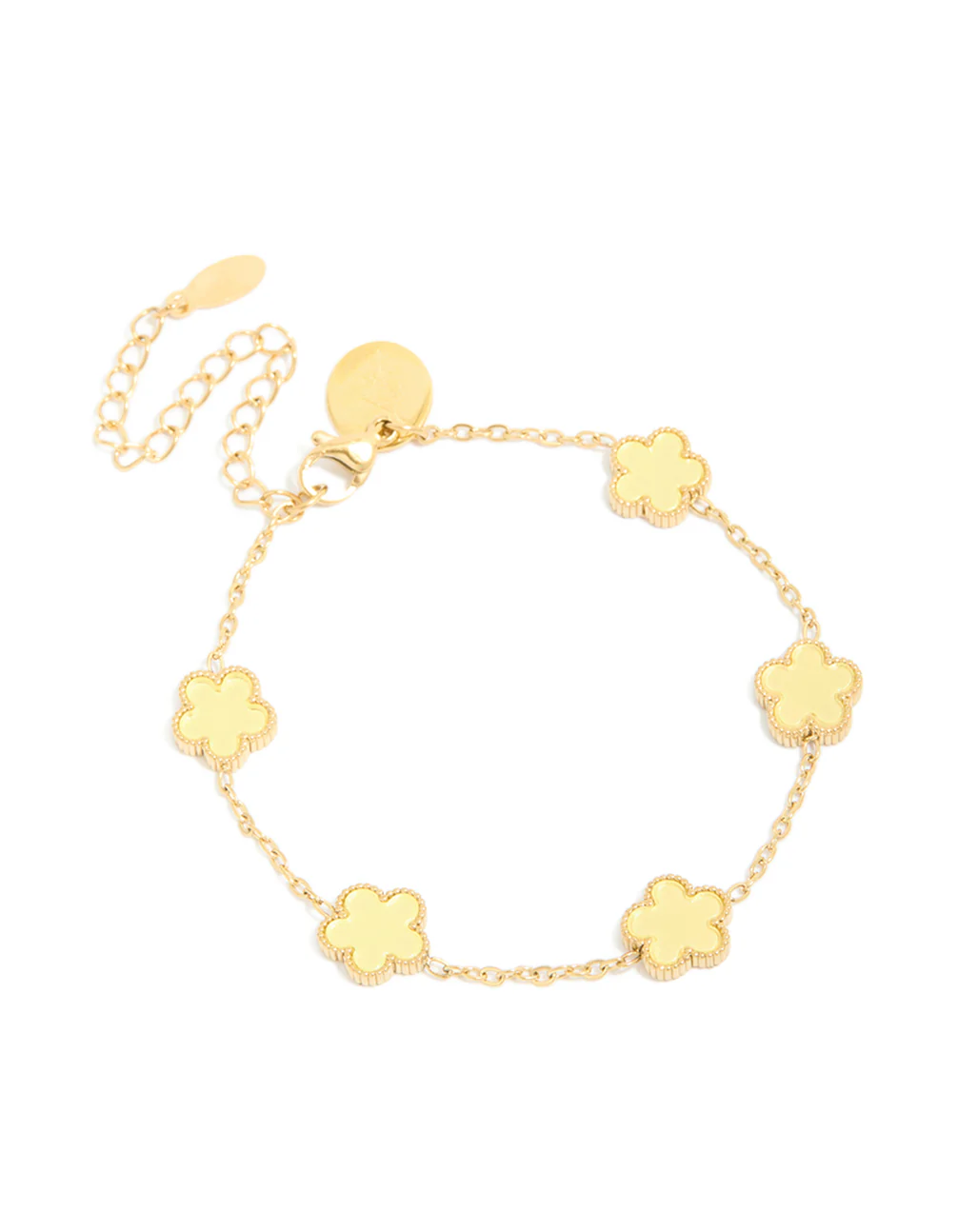 Waterproof Gold Plated Stainless Steel Butter Yellow Flowers Charm Bracelet
