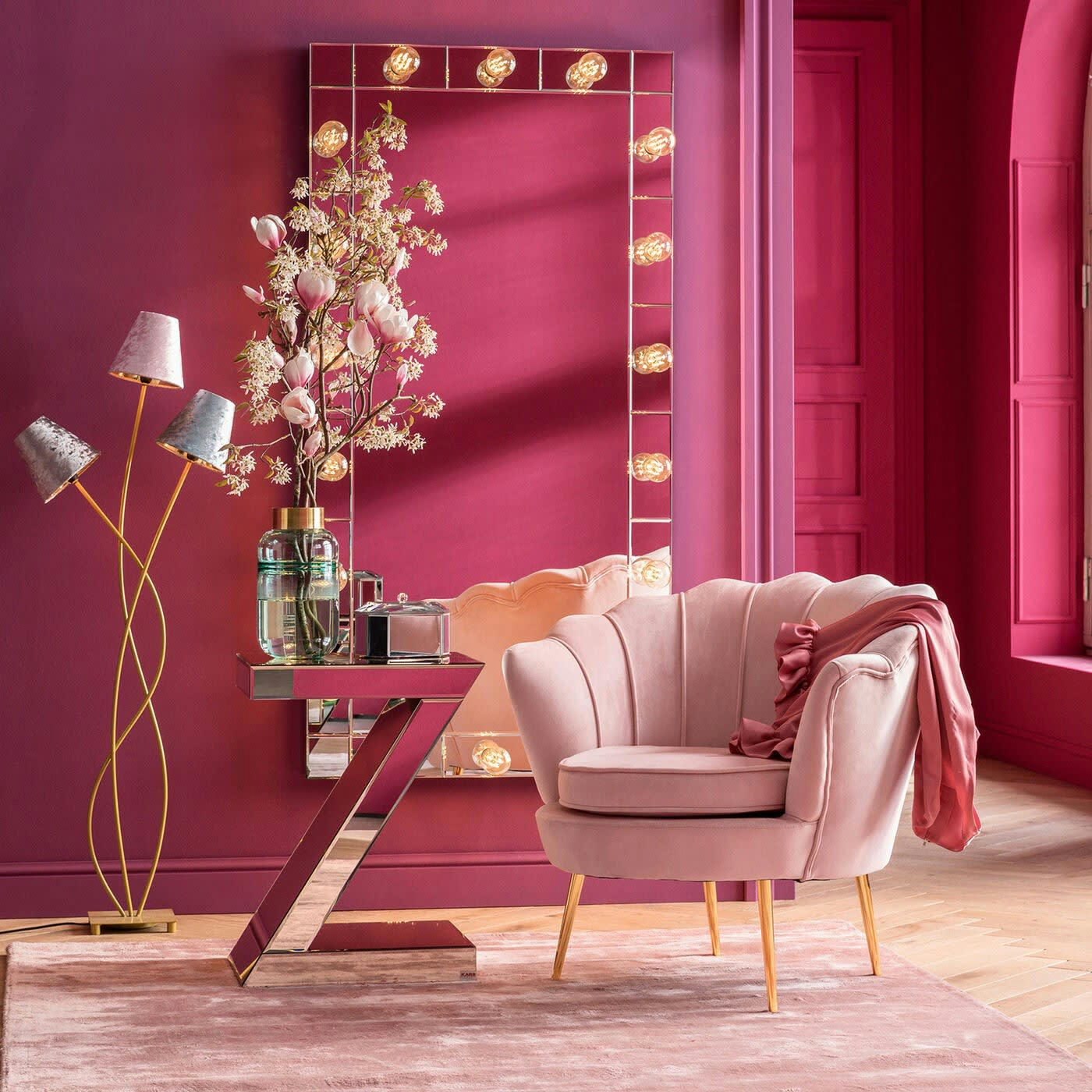 LUXURY - Table d'appoint en verre miroir doré