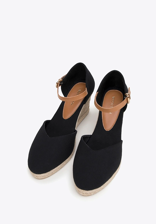 Damskie espadryle z zapięciem na pasek czarne