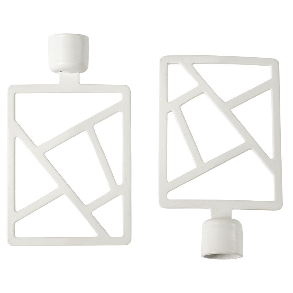 Embout tringle à rideau Ø16 mm métal forme géométrique blanc x2